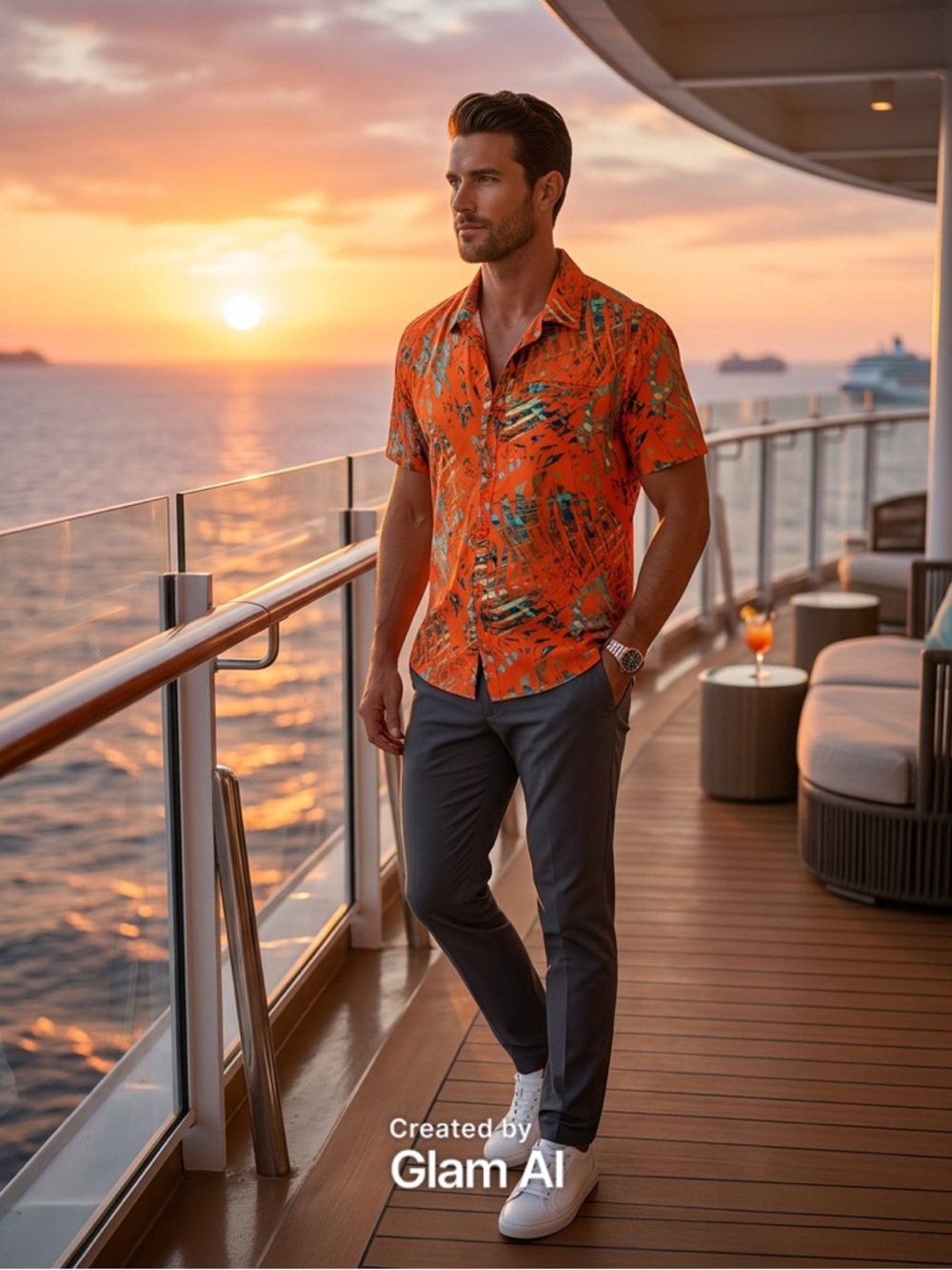 all in motion Orange Tropical Short-Sleeve Button-Down Shirt
